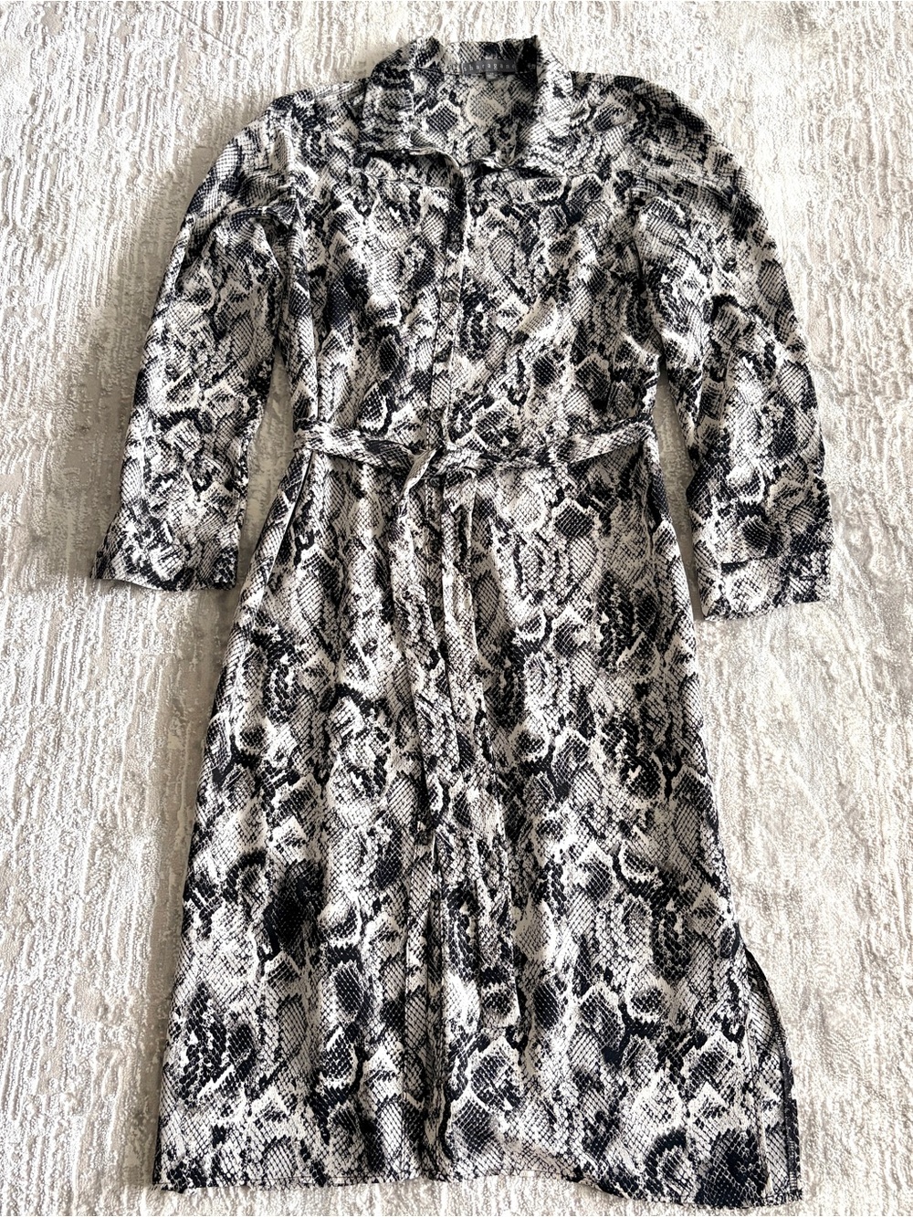 Women’s Snake Print Button Front Midi Shirt Dress Size 12